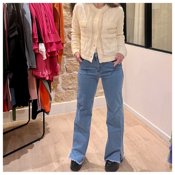 FROM PARIS CHIC WIDE LEG FRAYED HEM JEANS - Picture 3 of 3